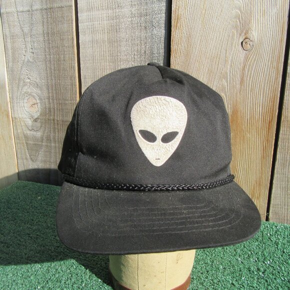 Vintage Otto Brand Black Alien Glow In The Dark Adjustable Baseball Hat Cap - Picture 1 of 9